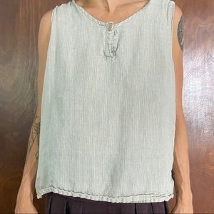Pinstripe linen sleeveless tee